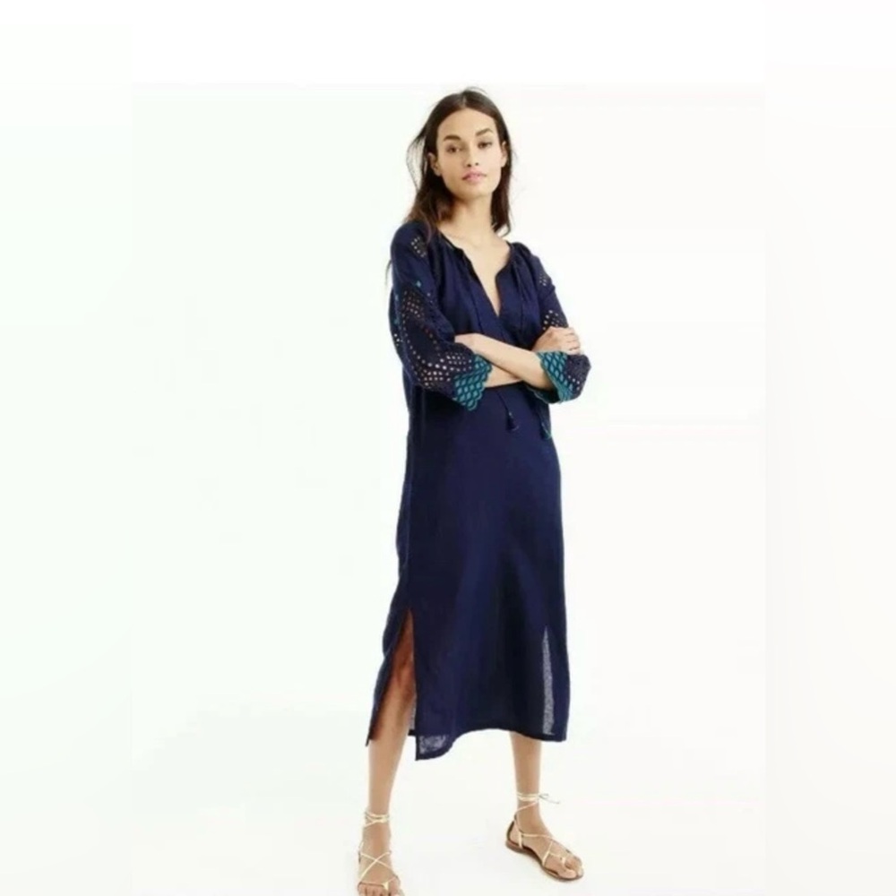 J. Crew Caftan Beach Coverup Linen and Cotton Blend Size Small
